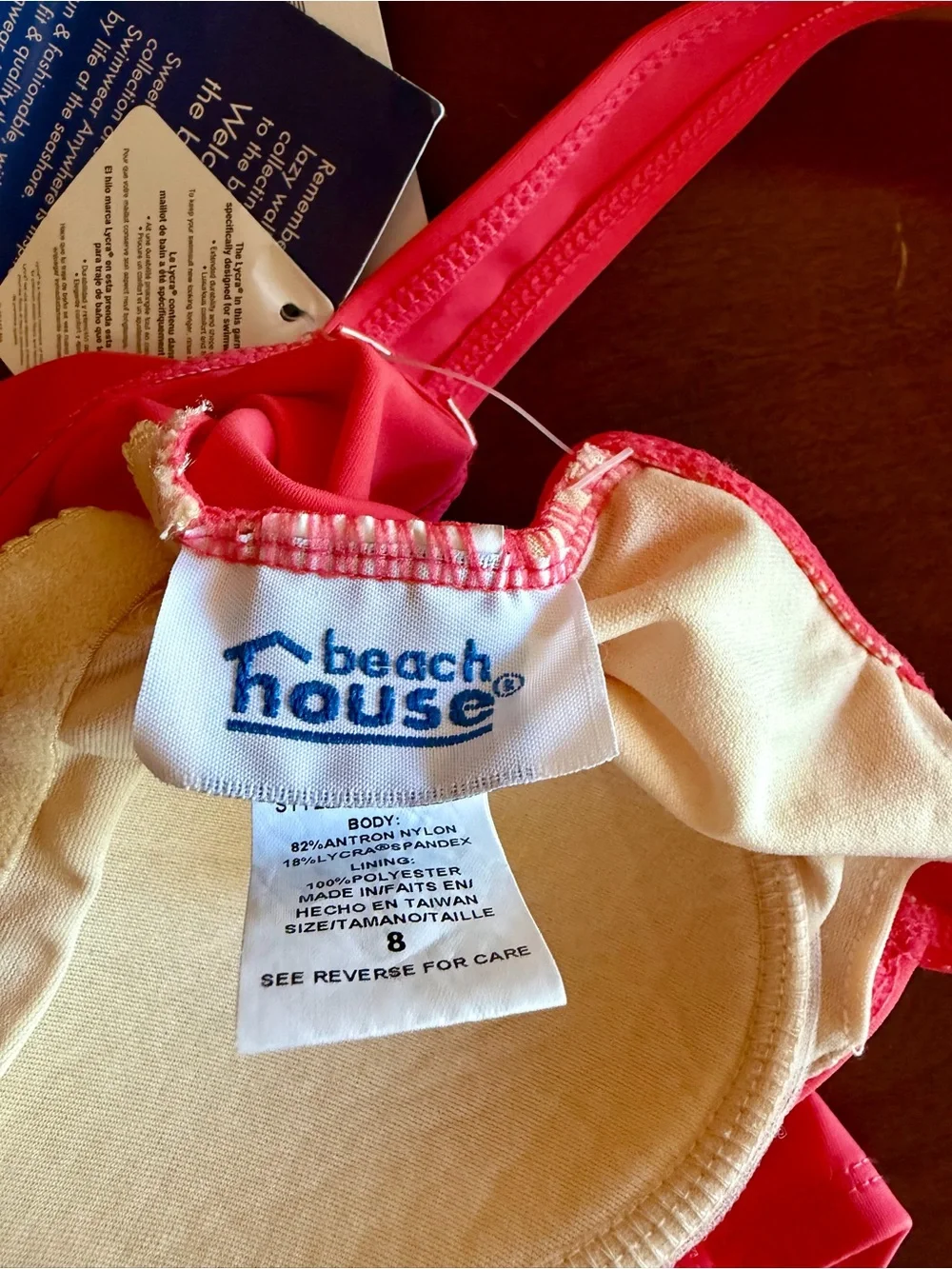 NWT Beach House Coral One Piece Swimsuit Size 8 Ruched Cowl Neck Nordstrom $82